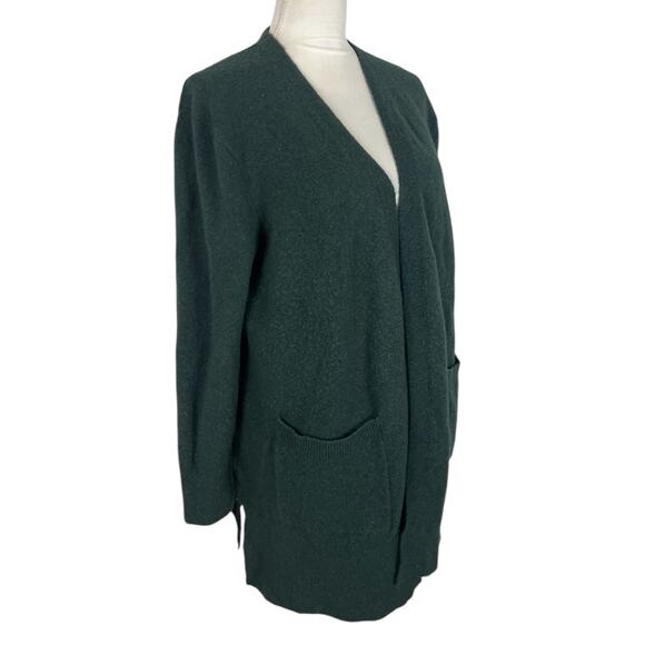 Madewell Kent Wool Alpaca Forest Green Cardigan Open Front Pockets Size Small - Picture 3 of 6